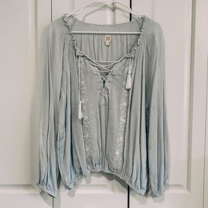 Beautiful Cinched Blue Blouse